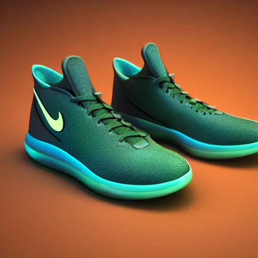 Image similar to new future Nike sneakers inspired by Rick And Morty, photography studio, 3D rendering, ultrarealistic, hyperdetalied,