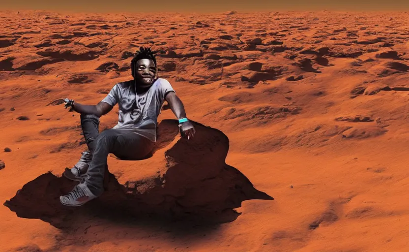 Prompt: Lil Uzi Vert chilling on Mars, planetary digital art of Lil Uzi Vert