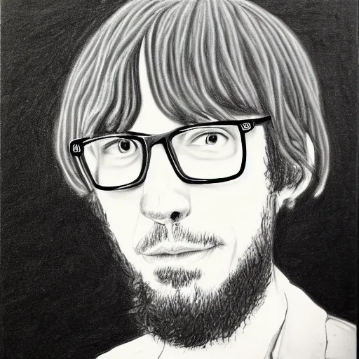 Image similar to Drawing Will Sheff from Okkervil river charcoal on canvas (2022), trending on artstation