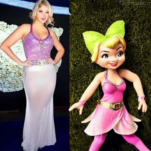 Image similar to kat upton with tinkerbell clothes,