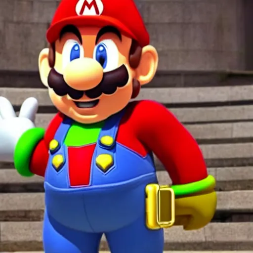 Image similar to Chris Pratt as Super Mario in 'The Super Mario Movie' (2021), cinematic shot, award winning cinematography, movie still frame