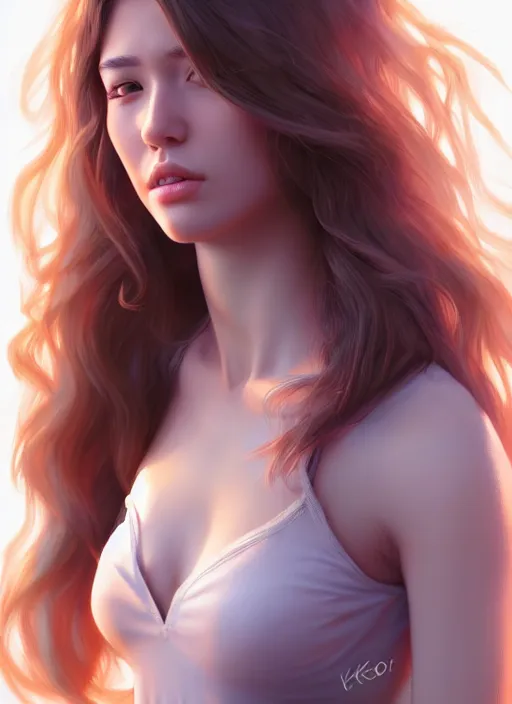 Image similar to full body photo of a beautiful young woman, photorealistic, hair down to waist, sharp focus, in the style of Kevin Kostic, Stephen Lau and artgerm, hyper sharp focus, 8k highly detailed