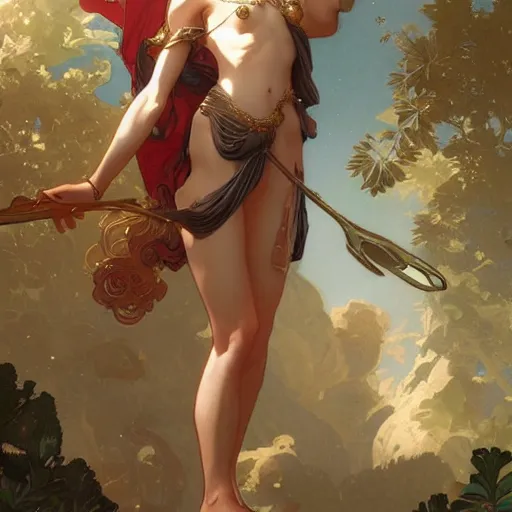 Prompt: goddess artemis descending from olympus, artstation, concept art, smooth, sharp focus, illustration, art by artgerm and greg rutkowski and alphonse mucha and william - adolphe bouguereau