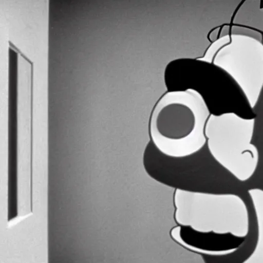 Image similar to A still of homer simpson in Psycho (1960)