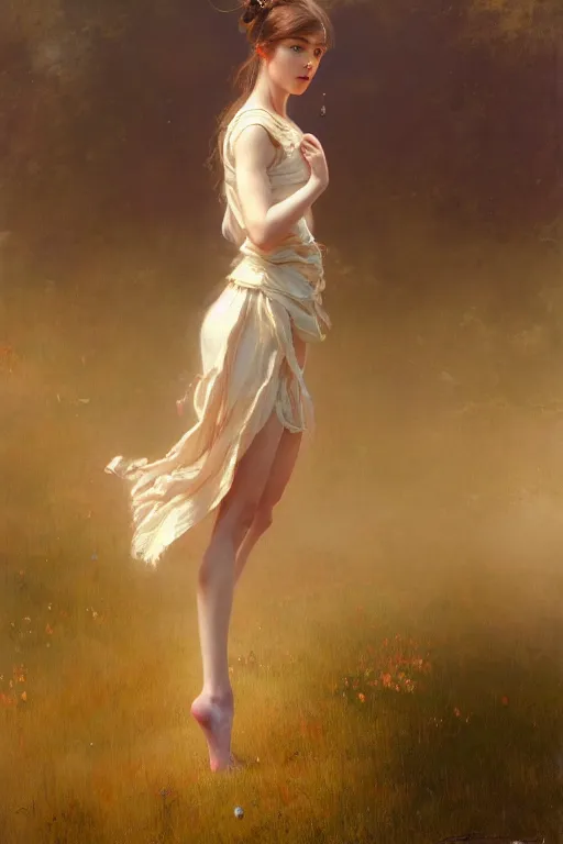 Image similar to a full body portrait of a good looking girl wearing cute outfit, high detail, cleary see face, by gaston bussiere, bayard wu, greg rutkowski, odd nerdrum, maxim verehin, realism, harsh lighting, dan dos santos, masterpiece, sharp focus, cinematic lightning