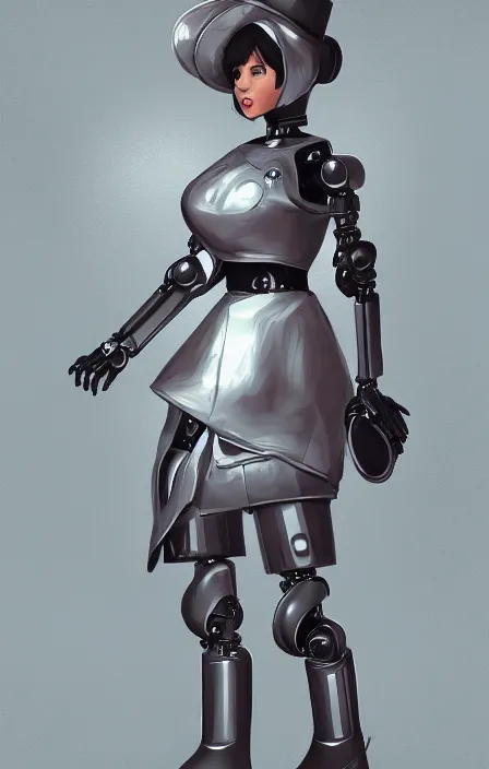 Prompt: a robot wearing a maid dress, maid outfit, full body shot, highly detailed, digital painting, artstation, concept art, smooth, sharp focus, illustration