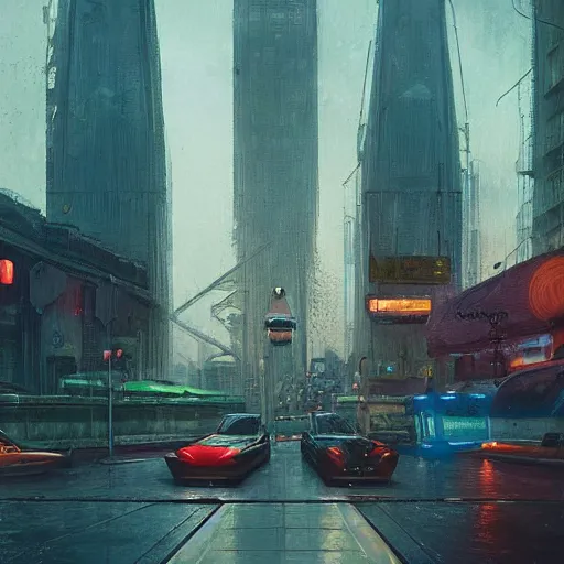 Prompt: futuristic pyramids, spires, chillwave, electronic billboards, tech noir, wet reflections, atmospheric, ambient, livia prima, greg rutkowski, edward hopper, pj crook