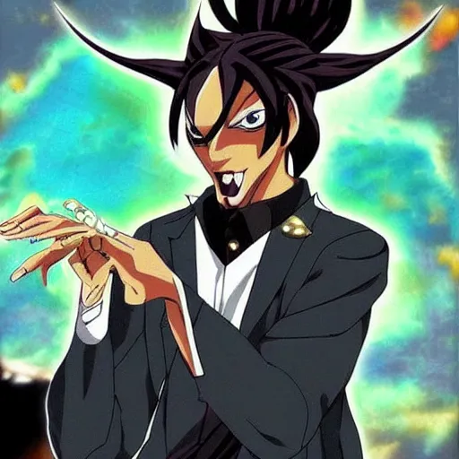 Image similar to anime villain portrayed by snoop dog