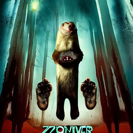 Image similar to zombeavers movie poster. photo