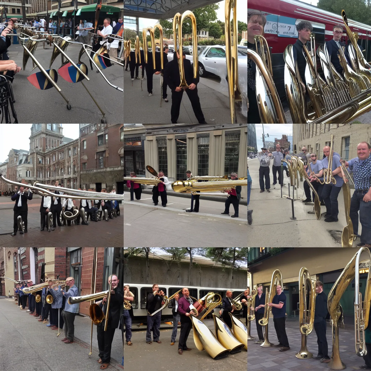 Prompt: trombone train waits for no-one