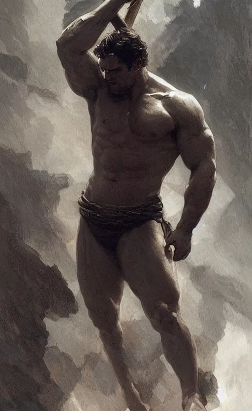 Image similar to Henry Cavill as a Greek god, gorgeous, amazing, muscular, intricate, highly detailed, digital painting, artstation, thighs!!!, concept art, sharp focus, illustration, art by greg rutkowski and alphonse mucha