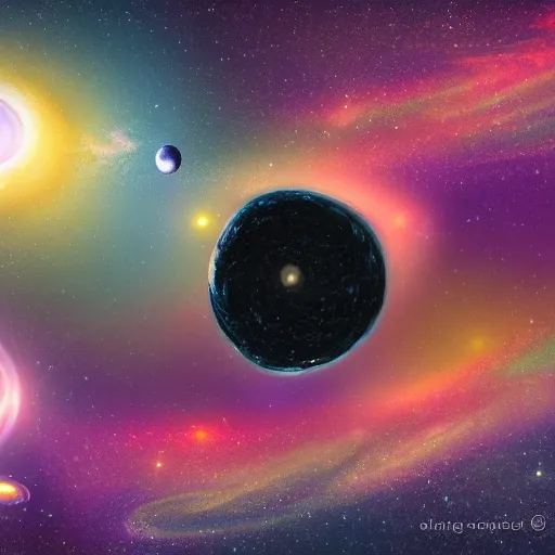 Prompt: galaxy with planets in the style of Rik Oostenbroek 4k