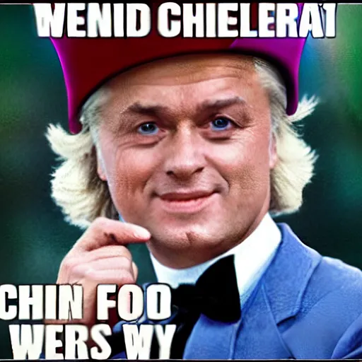 Image similar to geert wilders as willy wonka and the chocolate factory