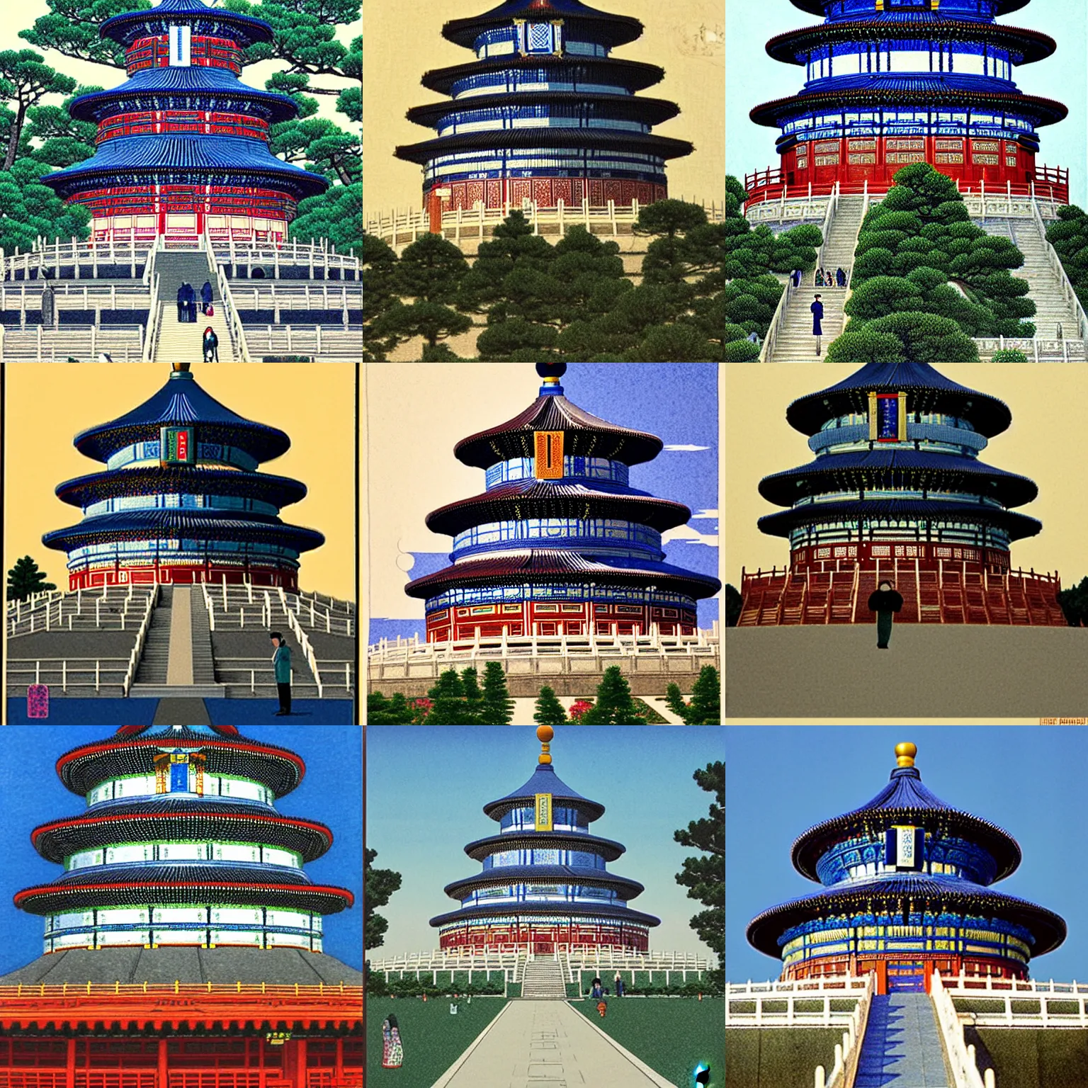 Prompt: Temple of Heaven,Hasui Kawase