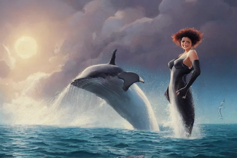 Image similar to a whale who loves patrick mahomes by greg rutkowski, rossdraws, gil elvgren, enoch bolles, anime, very coherent