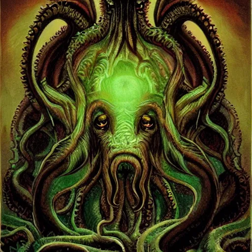 Prompt: the black goat of the woods with a thousand young. lovecraft shub - niggurath cthulhu oil painting predominantly black contrasts
