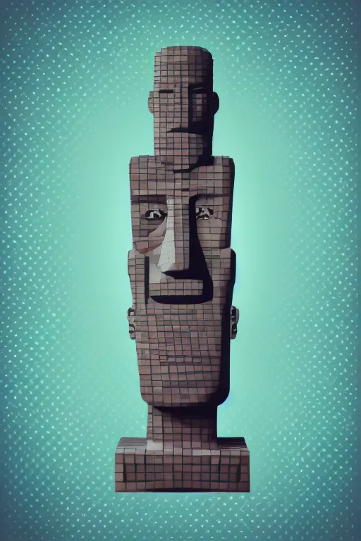 Image similar to cubist moai statue cutout digital illustration cartoon colorful beeple