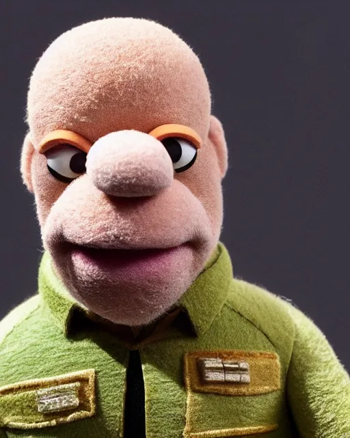 Image similar to hank schrader as a muppet. highly detailed felt. hyper real photo. 4 k.