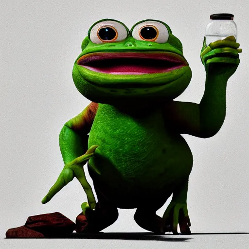 Image similar to gigachad pepe the frog, stylized characrter render with cinematic lighting by greg rutkowski, trending artstation, deviantart, 8 k