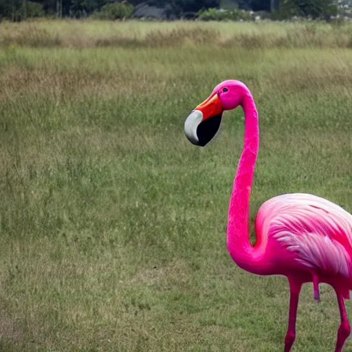 Prompt: photo of giant flamingo bigger than an elephant,