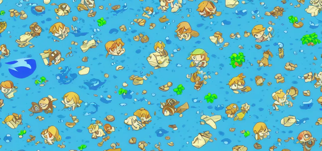 Image similar to pattern of water in the style of wind waker, no characters, just water, animal crossing, ghibli