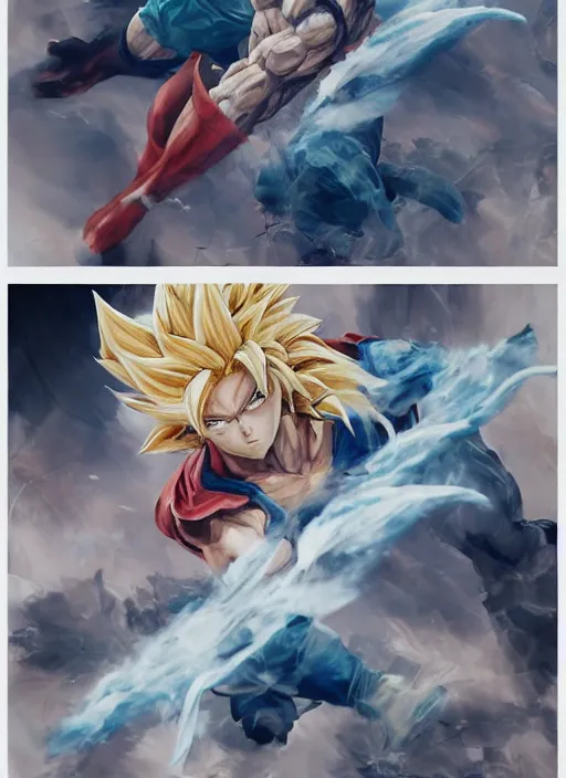 Prompt: surreal gouache gesture painting, by yoshitaka amano, by ruan jia, by Conrad roset, by good smile company, detailed anime 3d render of a gesture draw pose for blond Goku transforming in a Super Sayian 3, portrait, cgsociety, artstation, rococo mechanical, Digital reality, sf5 ink style, dieselpunk atmosphere, gesture drawn
