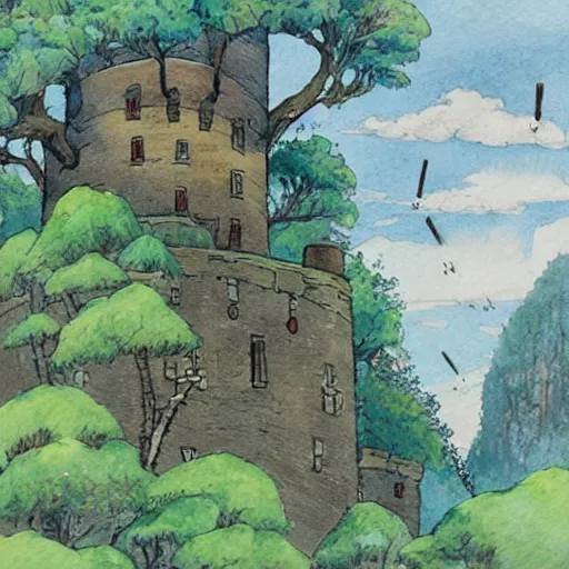 laputa castle in the sky robot hayao miyazaki stands, Stable Diffusion