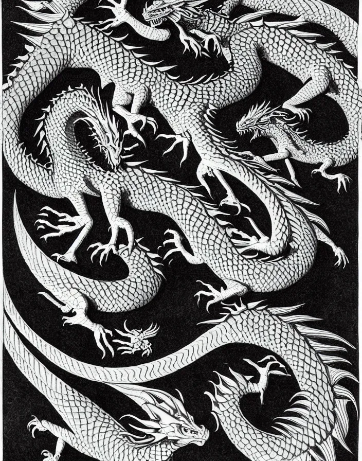 Image similar to dragon by m. c. escher