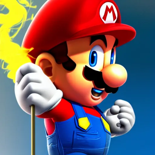 Prompt: super mario smoking a vape pen | smoke coming out of his mouth, artstation, 4 k