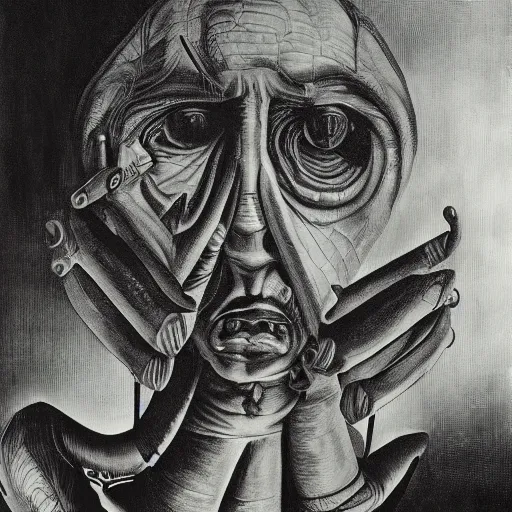 Image similar to evocation of putin who is the antichrist by giger