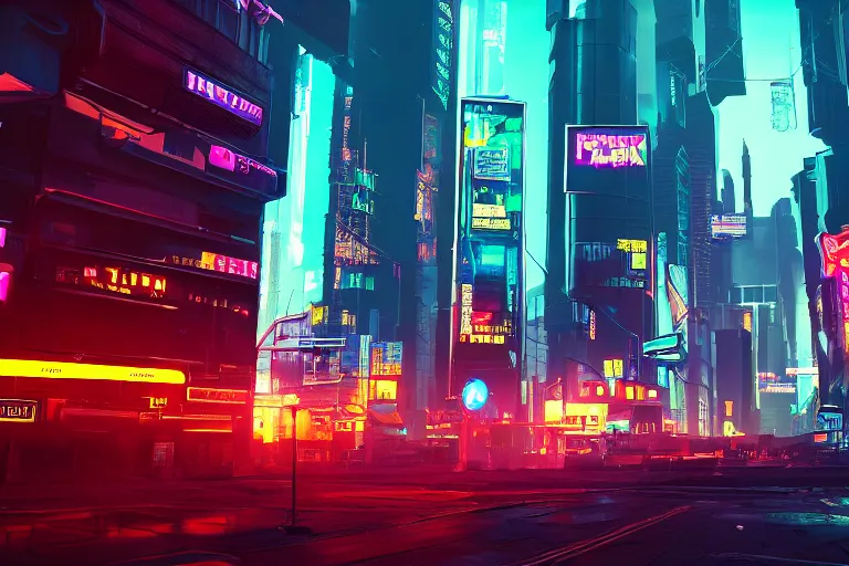a cyberpunk city with neon signs, streetview, | Stable Diffusion | OpenArt