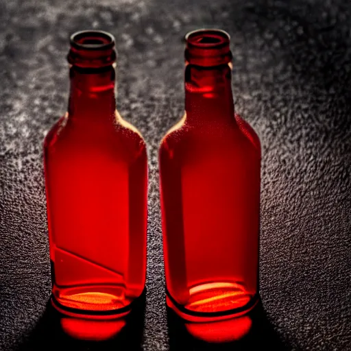 Image similar to sunlight shining through a red healing potion, 4k photograph, neon red