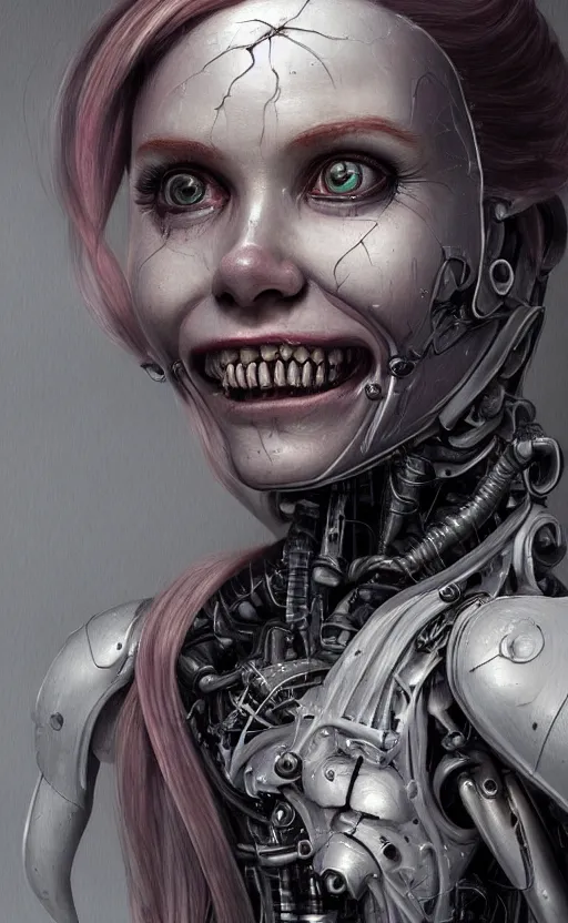 Image similar to Belle Delphine is an unsettling scary terrifying bio mechanical cyborg post human, physically accurate, very dramatic dynamic lighting, intricate, very very elegant, highly detailed, digital painting, artstation, very hyperrealistic, very very very HR GIGER, very Bensinski, Hieronymus Bosch, Francis Bacon, concept art, smooth, sharp focus, illustration, art by artgerm and greg rutkowski and alphonse mucha