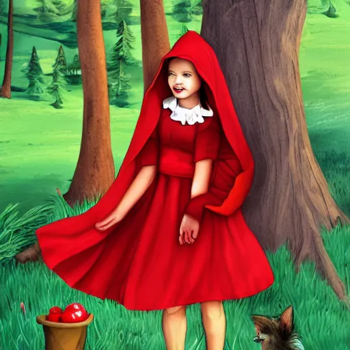 Image similar to little red riding hood riding the big bad wolf