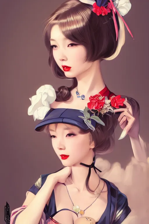 Image similar to a pin up and beautiful fashion charming dreamlke japan girl with lv jewelry, character art, art by artgerm lau and wlop and and ilya kuvshinov and john singer sargent, hyperdetailed, 8 k realistic, symmetrical, frostbite 3 engine, cryengine, dof, trending on artstation, digital art