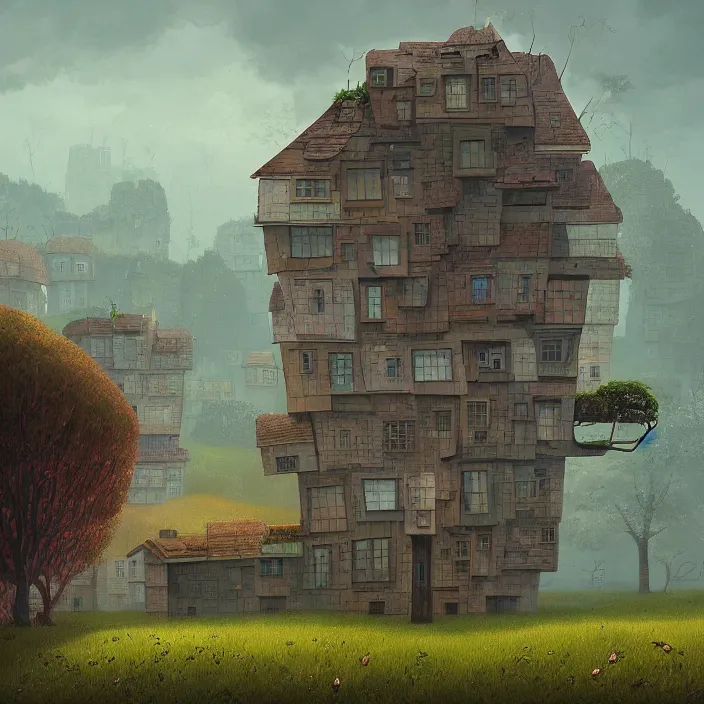 Image similar to a building in a landscape, by gediminas pranckevicius