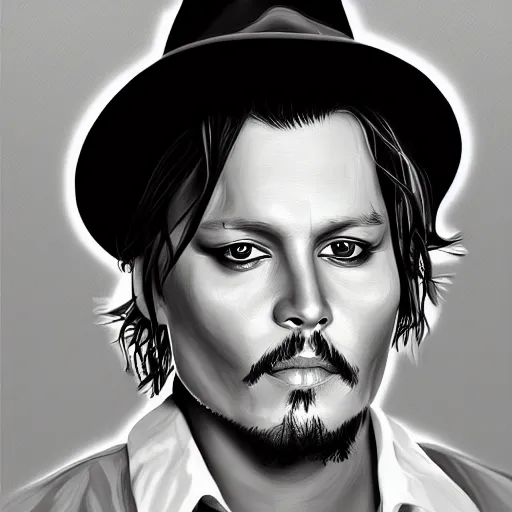 Image similar to portrait of jonny depp, highly detailed, centered, digital painting