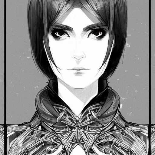 Image similar to techwear occultist, chaos magick, leviathan cross, androgynous, beautiful, detailed symmetrical close up portrait, intricate complexity, in the style of artgerm and ilya kuvshinov, cel shaded