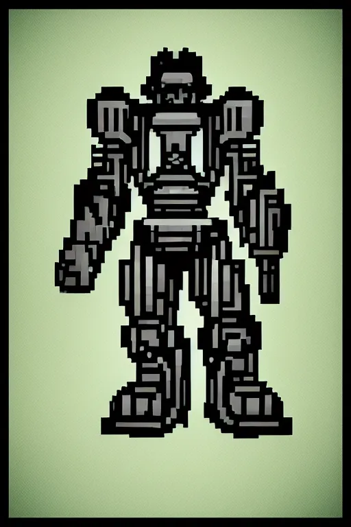 Prompt: Power armor from Fallout, pixel art, digital art