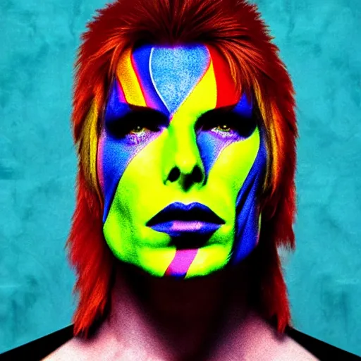 Image similar to ziggy stardust from Mars anamorphic illusion 4k