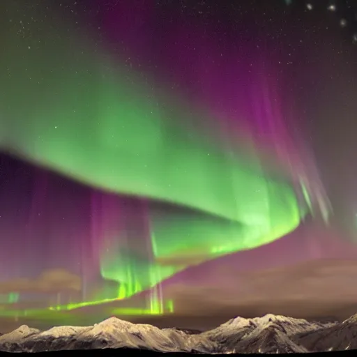 Prompt: a matte painting of aurora borealis over alaska
