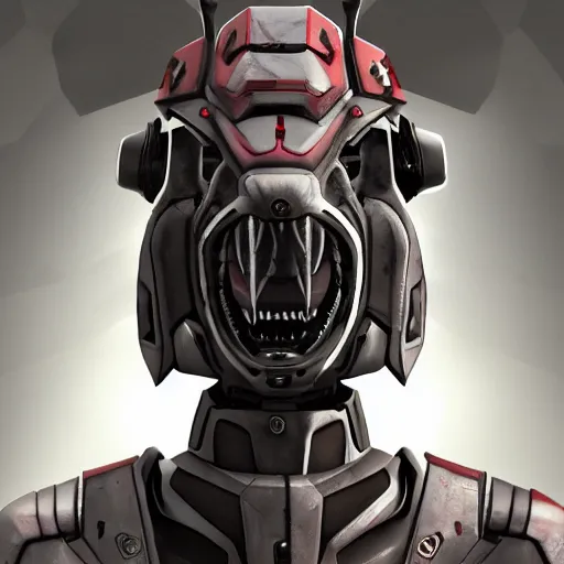 Image similar to ss 1 3 borg hound, medical mecha canine, taller than man, sharp armor, detailed maw, mawshot, visor eyes, cinematic, detailed, furry art, digital art, furaffinity, deviantart