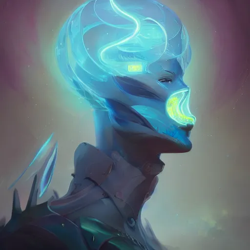 Image similar to portrait of a beautiful cybernetic emanation, side profile, by pete mohrbacher and artgerm and wlop, digital art, highly detailed, intricate, fantasy, mystical, Trending on Artstation HQ, deviantart, unreal engine, 4K UHD image