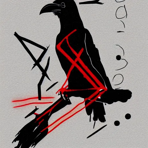 Image similar to illustration of a raven with red lines inspired by infamous second son bad karma, perfect