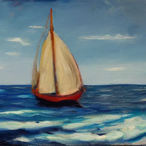 Prompt: a boat in the ocean, oil painting