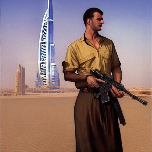 Prompt: gta : dubai, by john collier