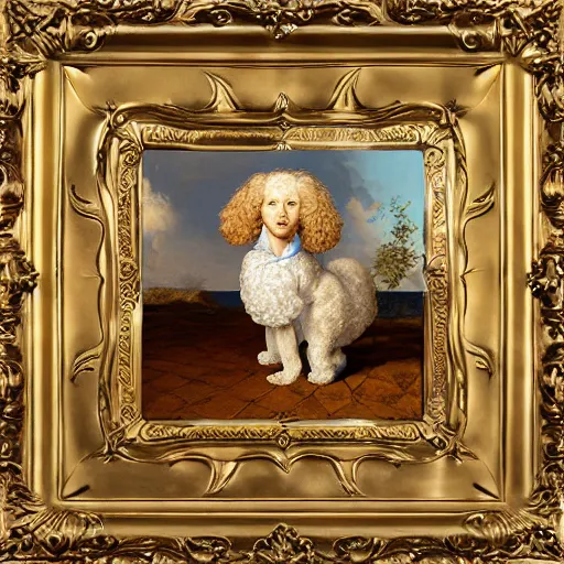 Prompt: wavy bipedal fantastic universe circle poodle cuisine sauce bongo , by Anton Pieck and Leonardo da Vinci and Robert Rauschenberg , Zbrush Central , rococo , detailed painting