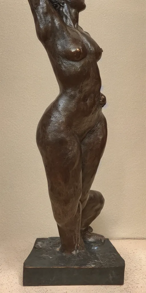 Prompt: detailed photo of old bronze patina statue of most famous woman, full body portrait, various bending poses, photorealism, intricate detail, museum diffuse lighting