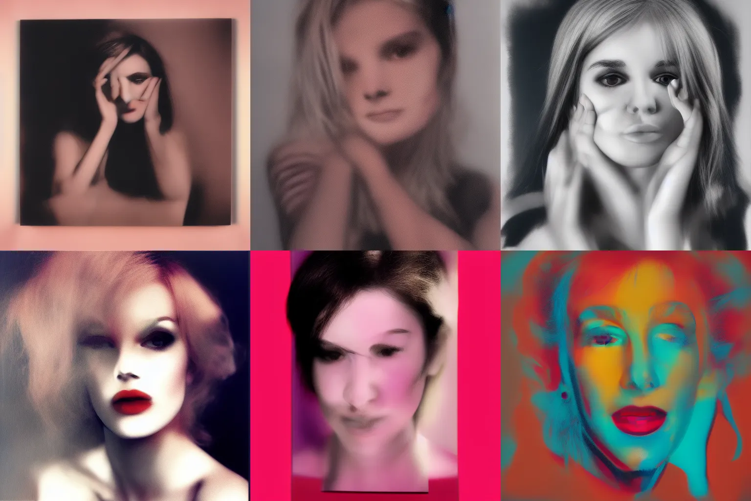 Prompt: Award winning photograph titled beautiful 21 year old year old woman by Andy Warhol trending on artstation