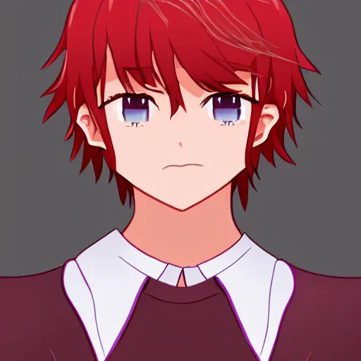 Image similar to visual novel front - facing character sprite of a red - haired teen